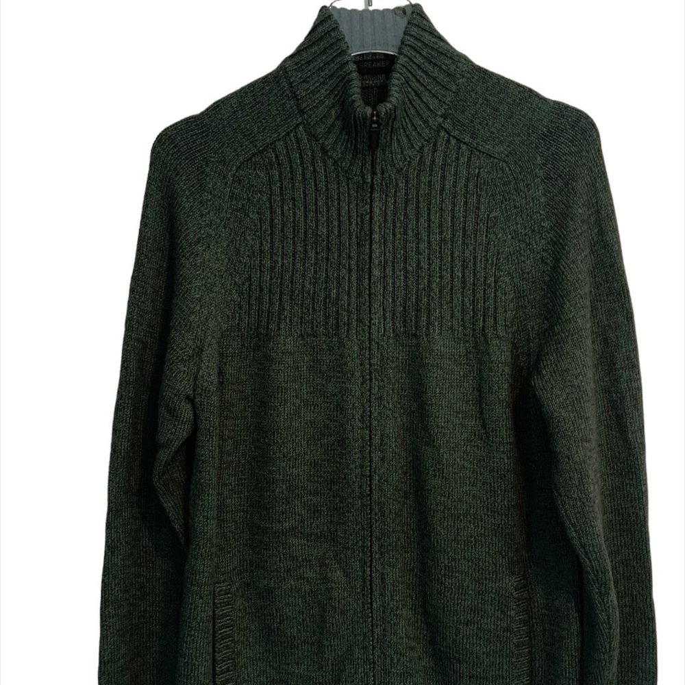 Icebreaker Sweater Mens Large Full Zip Long Sleeve Merino Wool Forrest Green